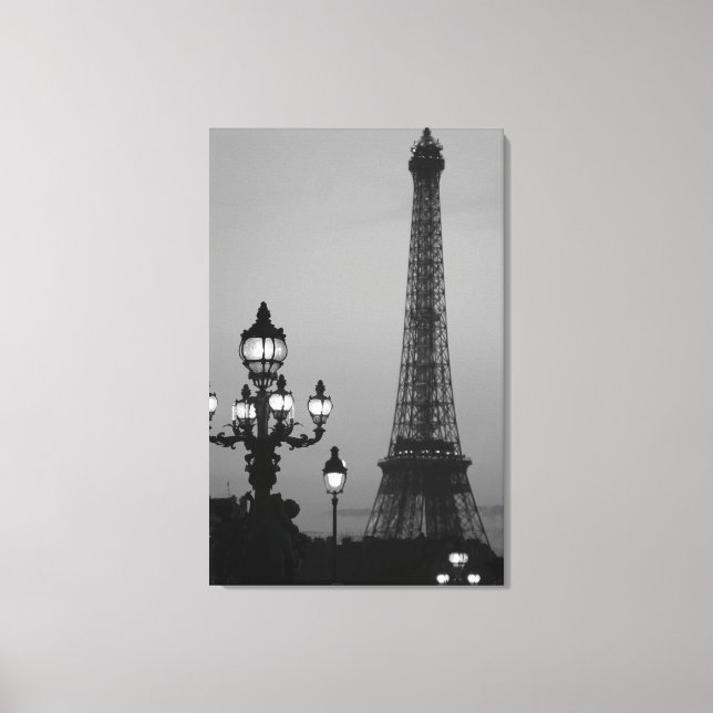 Modern Night in Paris Stretched Canvas Print Leinwanddruck (Vorderseite)