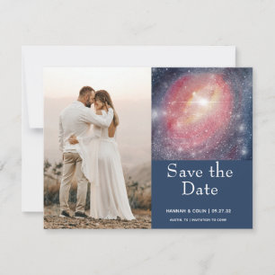 Modern Night Sky Galaxy Blau Save the Date Lila