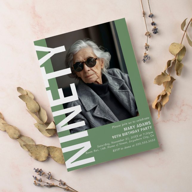 Modern NINETY Foto 90. Geburtstagsparty Einladung (Von Creator hochgeladen)