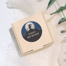 Modern Ninja Silhouette Birthday Party Runder Aufkleber