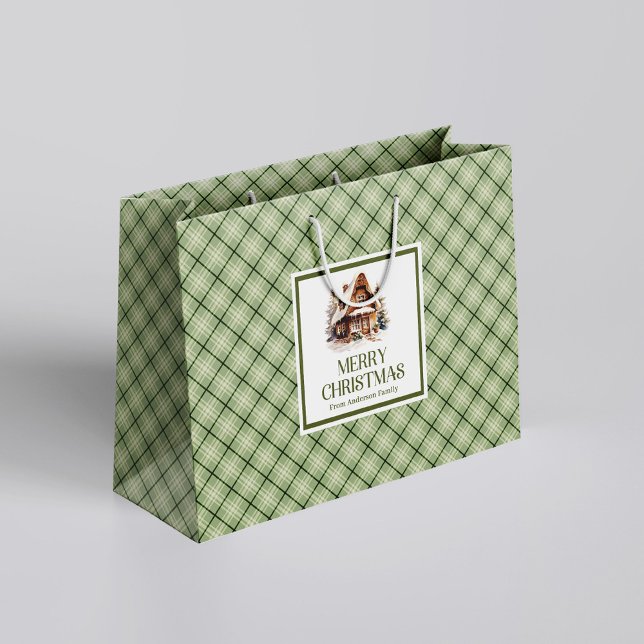 Modern Nordic Christmas Gift Bag Soft Beige Gold Große Geschenktüte (Modern Nordic Christmas Gift Bag Soft Beige Gold)