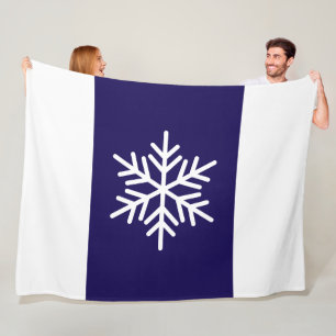 Modern Nordic Snowflake Navy Blaue Streifen Fleecedecke