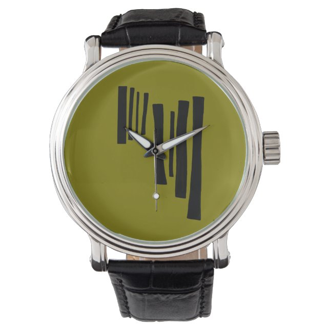 Modern Nordic Timber Abstract Watch - Minimalist  Armbanduhr (Vorderseite)