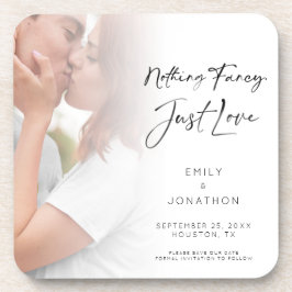 Modern Nothing Fancy Just Love Foto Save the Date Getränkeuntersetzer