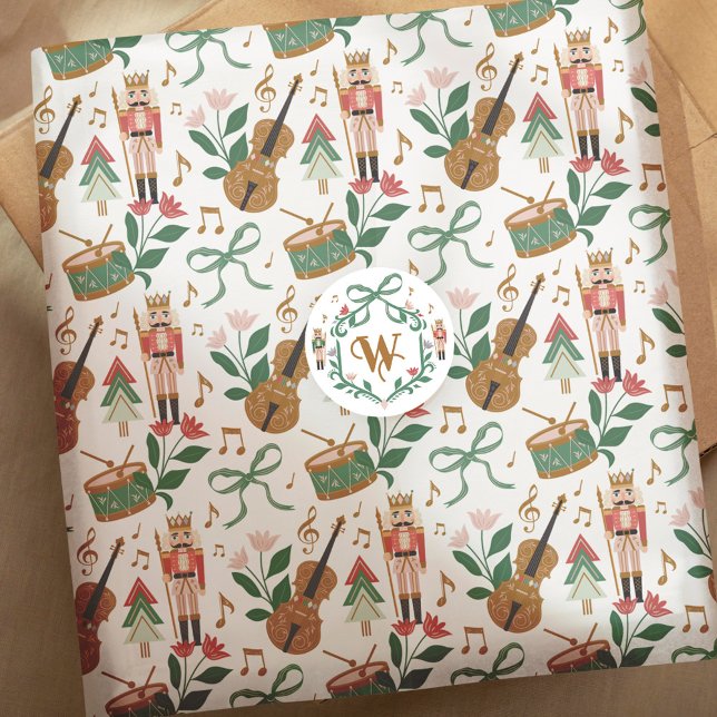 Modern Nutcracker Christmas Bow Ribbon Music Seidenpapier (Modern Nutcracker Christmas Bow Ribbon Music Tissue Paper)