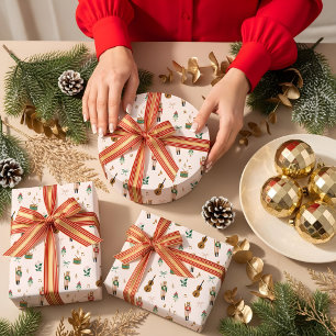 Modern Nutcracker Christmas Bow Ribbon Muster Geschenkpapier Set