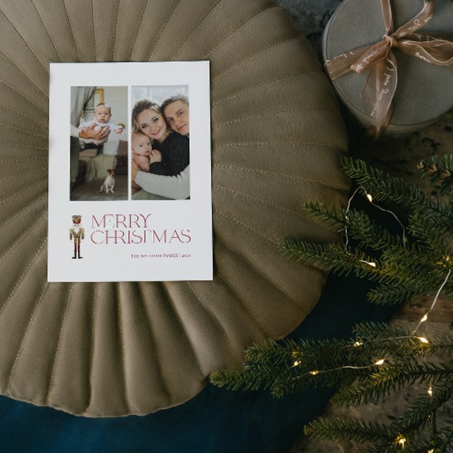 Modern Nutcracker Frohe Weihnachten 2 Foto (A Nutcracker Holiday! Wishing You a Merry Christmas in Modern Minimalist Style. 🎄🎭 [Your Photo Her)