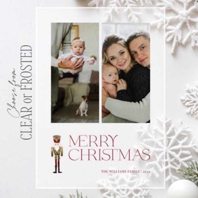 Modern Nutcracker Merry Typografy 2 Foto Holiday Acryleinladungen (Von Creator hochgeladen)