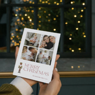 Modern Nutcracker Merry Typografy 4 Foto Feiertagskarte