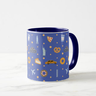 Modern NYC Icons & Landmarks Pattern Royal Blue  Tasse
