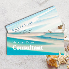 Modern Ocean Beach Aqua Blue Mini Business Card Visitenkarte