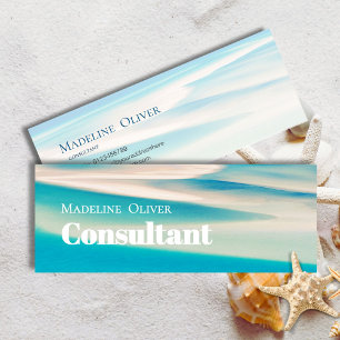 Modern Ocean Beach Aqua Blue Mini Business Card Visitenkarte
