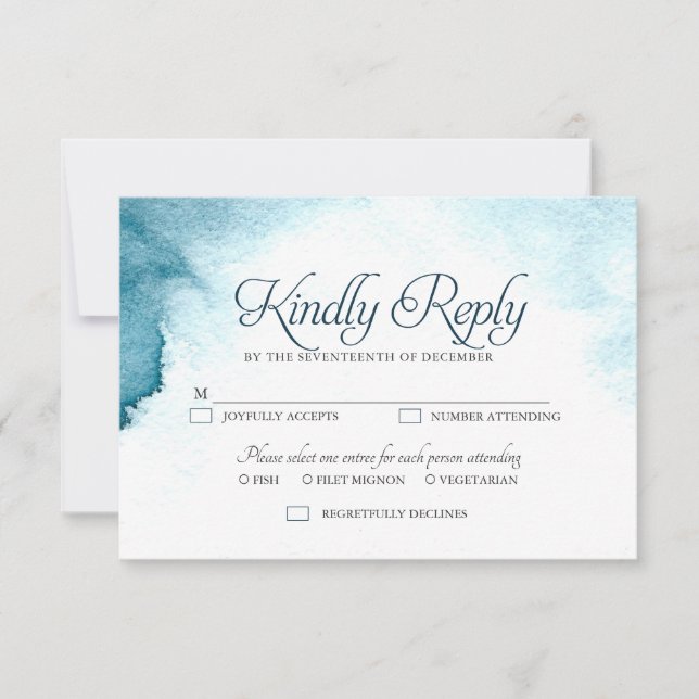Modern Ocean Blue Obre Water Color RSVP card Karte (Vorderseite)