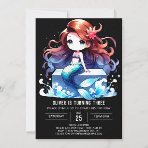 Modern Ocean Mermaid Birthday Einladung