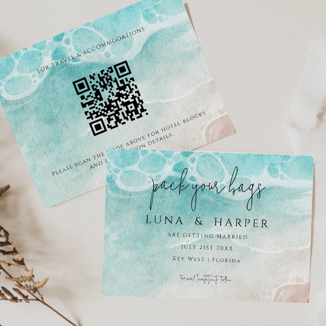 Modern Ocean Tide Watercolor Beach Wedding (Von Creator hochgeladen)