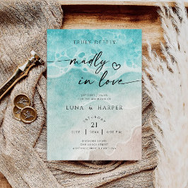 Modern Ocean Tide Watercolor Beach Wedding Einladung