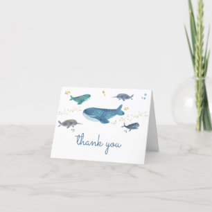 Modern Ocean Whale Baby Dusche Danke Karte