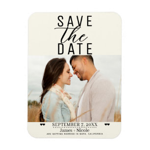 Modern Off White Save the Date Wedding Foto Magnet