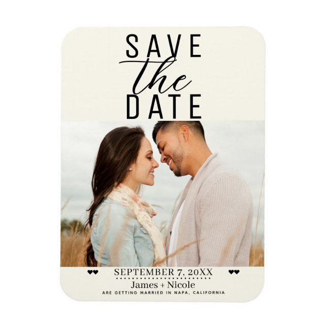 Modern Off White Save the Date Wedding Foto Magnet (Vertikal)
