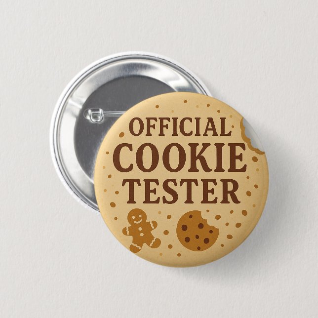 Modern Official Cookie Tester Funny Christmas  Button (Vorne & Hinten)