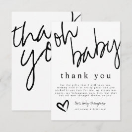Modern Oh Baby Black & White Baby Dusche Dankeskarte