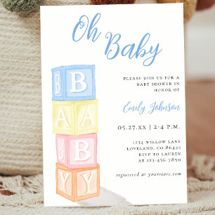 Modern Oh Baby Boy Baby Dusche Einladung