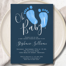 Modern Oh Baby Boy Navy Blue Baby Dusche