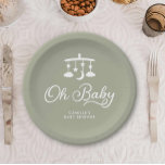 Modern Oh Baby Dusche Personalisiert Pappteller<br><div class="desc">Diese moderne minimalistische Duschpapiertafel "Oh Baby" verbindet ein einfaches,  aber atemberaubendes Design mit einer zarten Typografie. Egal ob Sie ein gemütliches Treffen planen oder einen großen Bash,  diese Teller werden sicher eine Aussage treffen. Für mehr Koordination besuchen Sie bitte unsere moderne Minimal Baby Shower Kollektion</div>