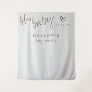 Modern Oh Baby Gender Neutral Baby Shower Banner Wandteppich