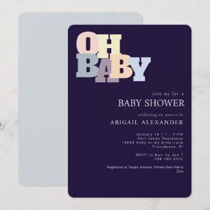 Modern Oh Baby Navy Baby Dusche Einladung