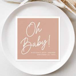 Modern Oh Baby Script Blush Terracotta Babydusche Serviette