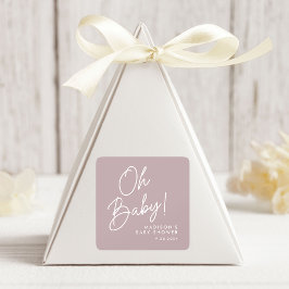 Modern Oh Baby Script Lila Babydusche Quadratischer Aufkleber