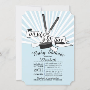 Modern Oh Boy Hockey Boys Baby Dusche Einladung