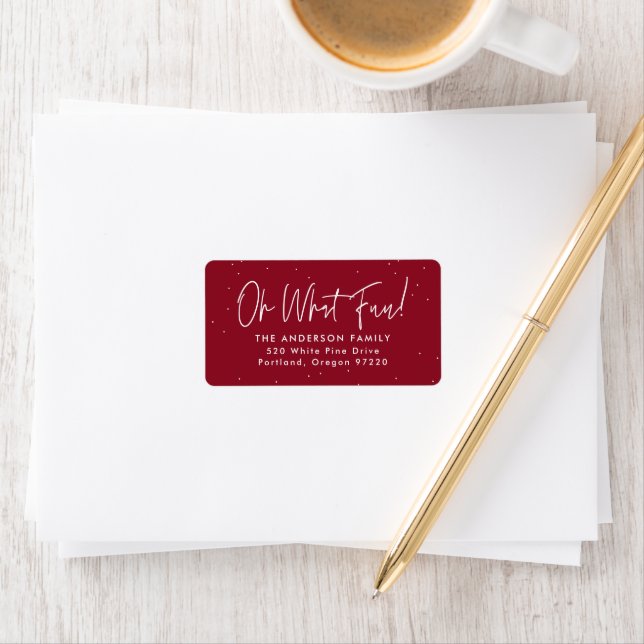 Modern Oh, was Spaß Script Burgundy Rücksendeadres Adressaufkleber (Insitu)