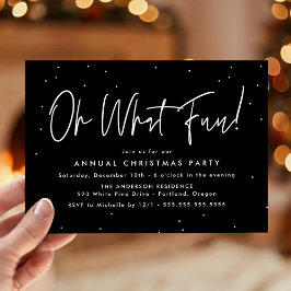 Modern Oh What Fun Script Black Holiday Party Einladung