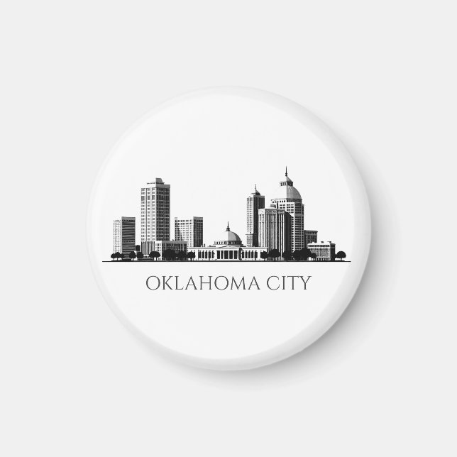 Modern Oklahoma City Stylized Skyline Magnet (Vorne)
