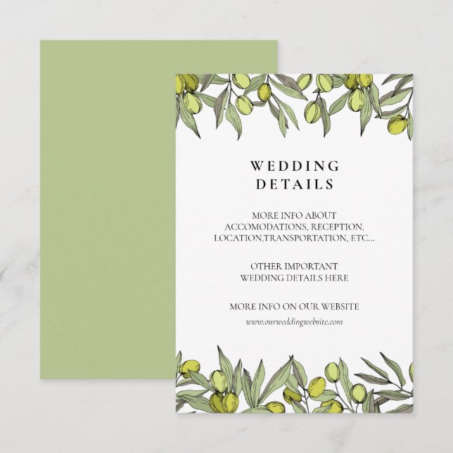 Modern Olive Branch Hochzeitskarte Begleitkarte (Vorne/Hinten)