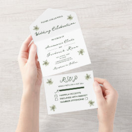 Modern Olive Green All In One Einladung