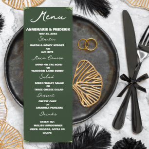 Modern Olive Green Dinner Menu