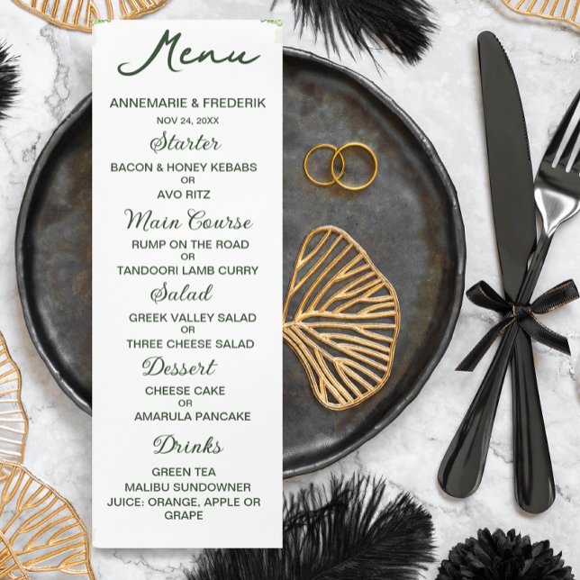 Modern Olive Green Dinner Menu (Von Creator hochgeladen)