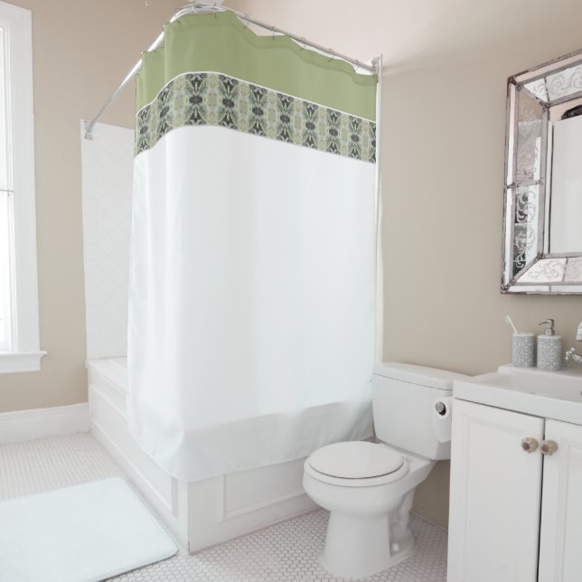 Modern Olive Green Gemustert Duschvorhang (Beispiel)