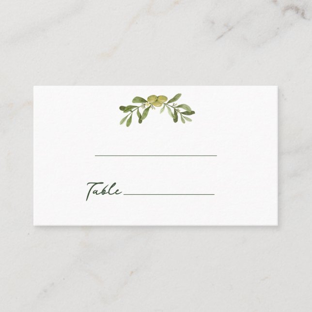 Modern Olive Green Platzkarte (Vorderseite)