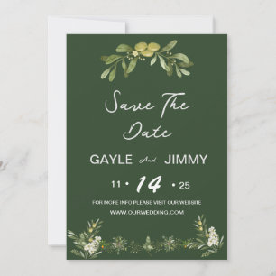 Modern Olive Green Save the Date Einladung