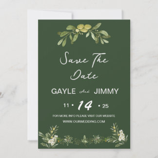 Modern Olive Green Save the Date Einladung