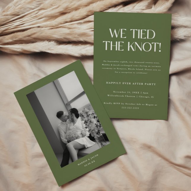 Modern Olive Green Wedding Elopement Reception Einladung (Von Creator hochgeladen)