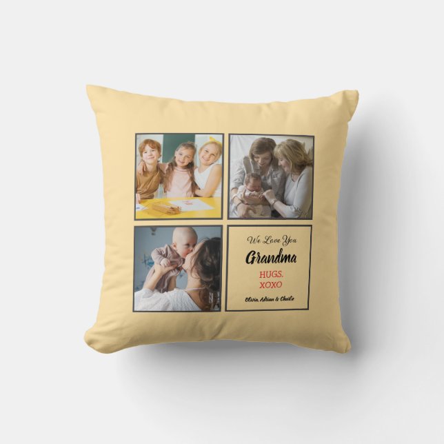 Modern Oma 3 Foto Collage Custom Gift Kissen (Vorderseite)