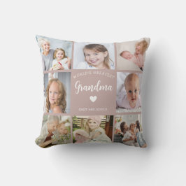 Modern Oma Foto Collage Pink Heart Keepake Kissen
