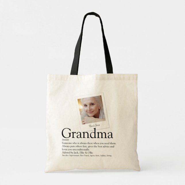 Modern Oma Großmutter Granny Definition Foto Tragetasche (Rückseite)