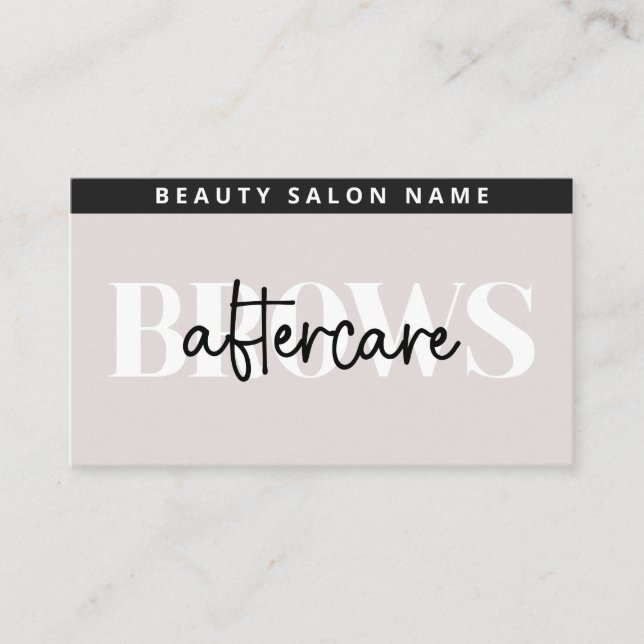 Modern Ombre Brows Aftercare PMU Brow Instructions Visitenkarte (Vorderseite)
