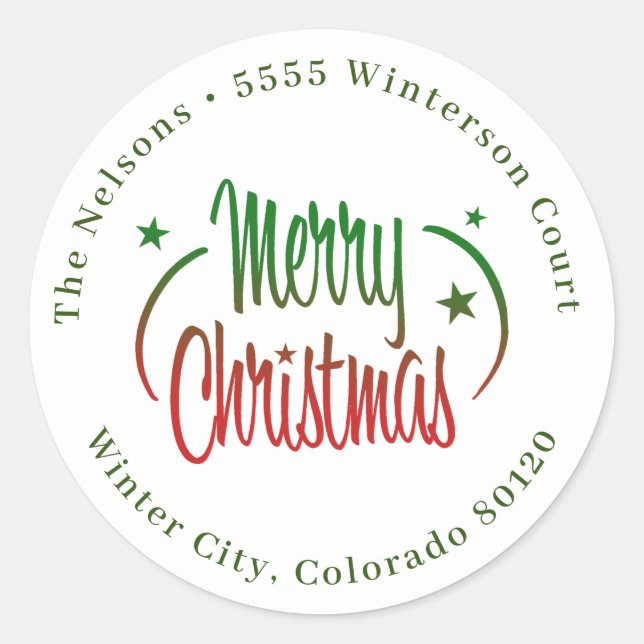 Modern Ombre Merry Christmas Classic Round Sticker (Vorderseite)